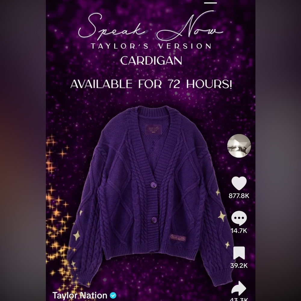 Taylor Swift Speak Now Cardigan M/L
